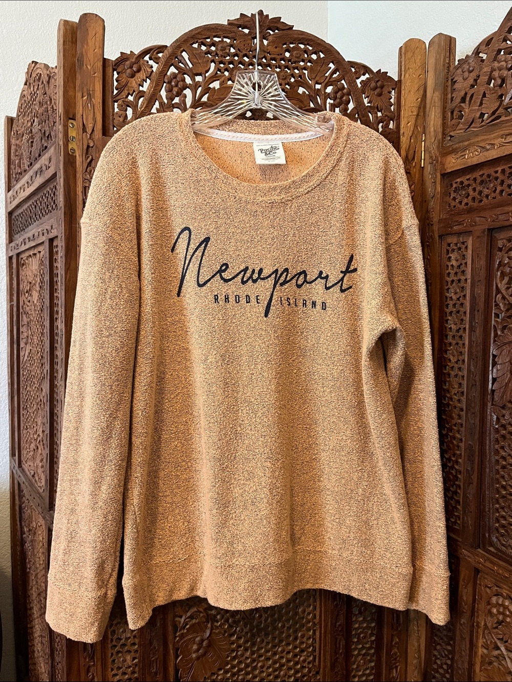 Newport Script Crewneck Sweater - Tan